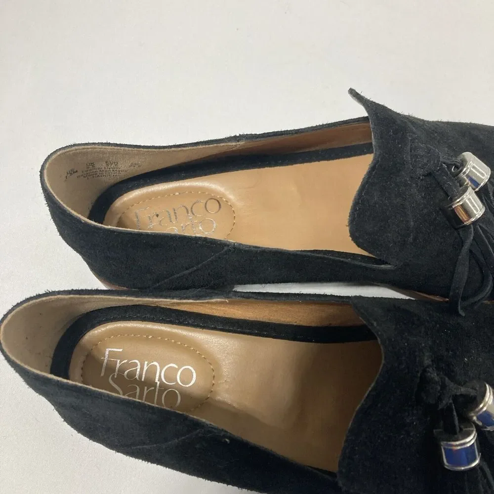 Franco Sarto L-Hadden Womens Sz 7.5 M‎ Suede Loafers Slip On Shoes With Tassels